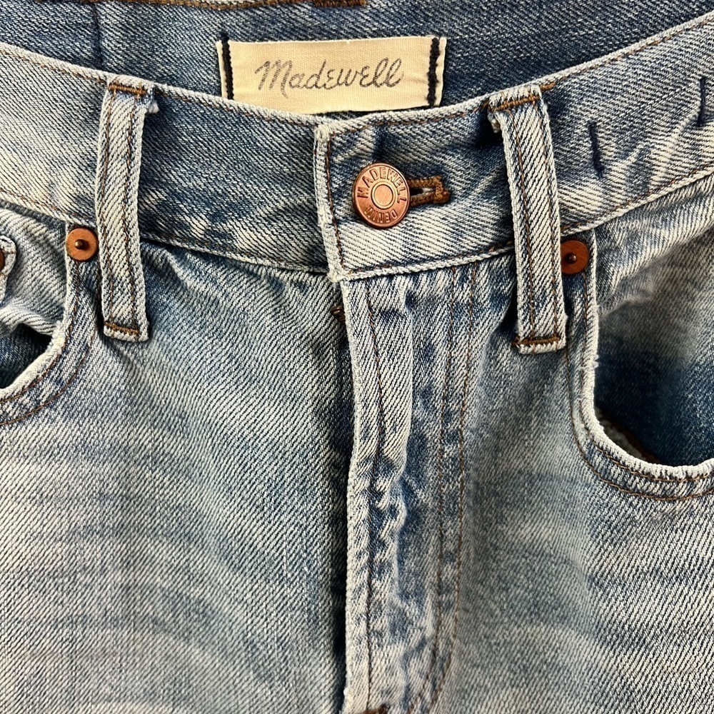 MADEWELL High Rise Distressed Light Wash ‘The Perfect Vintage Jean’ Straight Leg - Picture 6 of 12